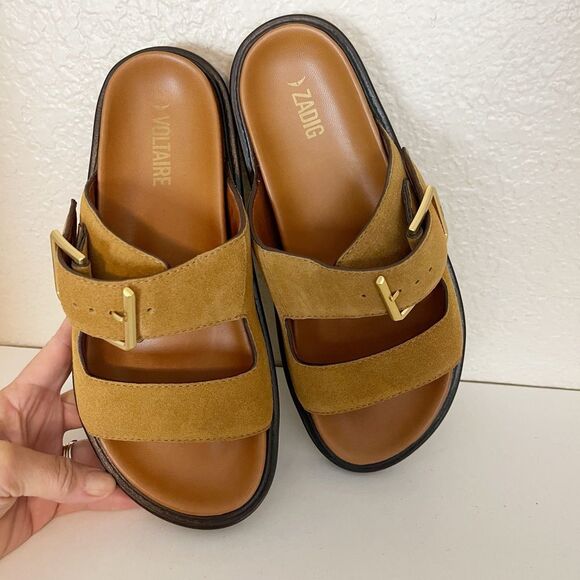 Zadig & Voltaire Alpha Cecilia real suede Sandal in Brown Suede. 40/8.5-9 - Picture 11 of 14